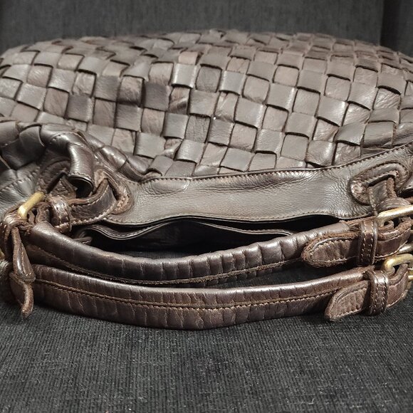 Civico 93 Large Brown Woven Leather Tote Bag Made In Italy - Picture 5 of 9